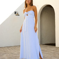 Dress - Blanco Strapless Twist Front Long Dress