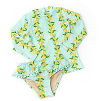 Girls Bathing Suit - Shade Critters Citrus Grove Girls Rashguard Swimsuit Set 6m-18m