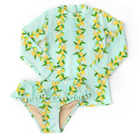 Girls Bathing Suit - Shade Critters Citrus Grove Girls Rashguard Swimsuit Set 6m-18m
