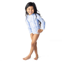 Girls Bathing Suit - Shade Critters Tropical Blues Girls Rashguard Swimsuit Set 2t - 6