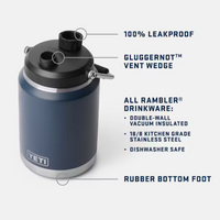 Water Bottle - 64oz Rambler Half Gallon Jug