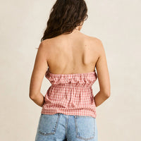 Top - Rhythm Kirra Check Strapless Top