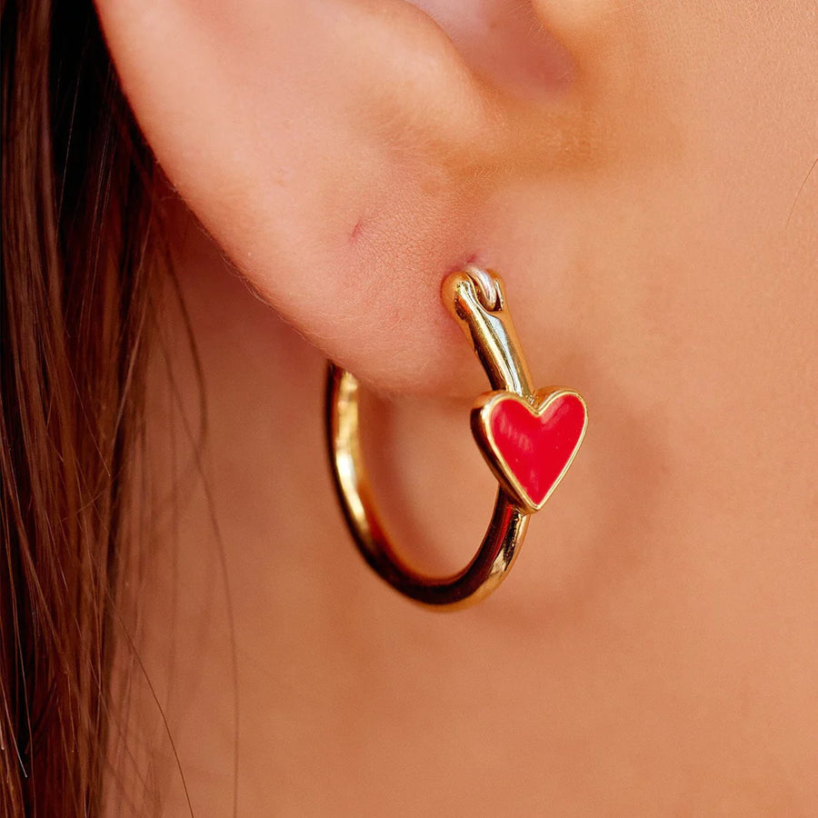 Earring - Pura Vida Petite Heart Hoop Earrings