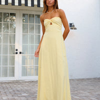 Dress - Blanco Strapless Twist Front Long Dress