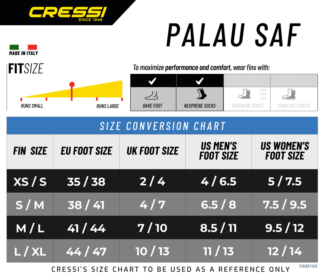 Fins - Cressi Palau Adult Short Blade Fins
