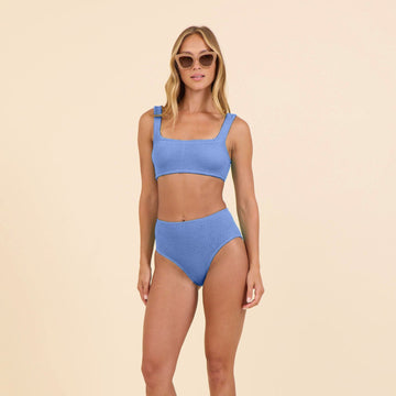 Bikini Top - Surf Gypsy Orchid Blue Krinkle Scoop Neck Top