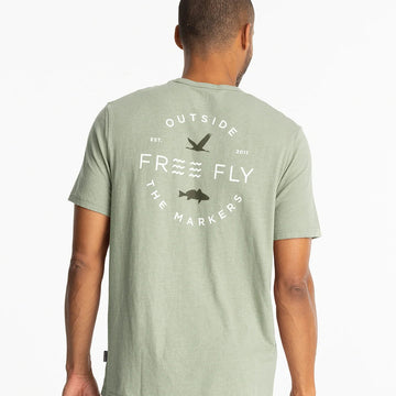 Mens Tee - Free Fly Channel Markers Pocket Tee