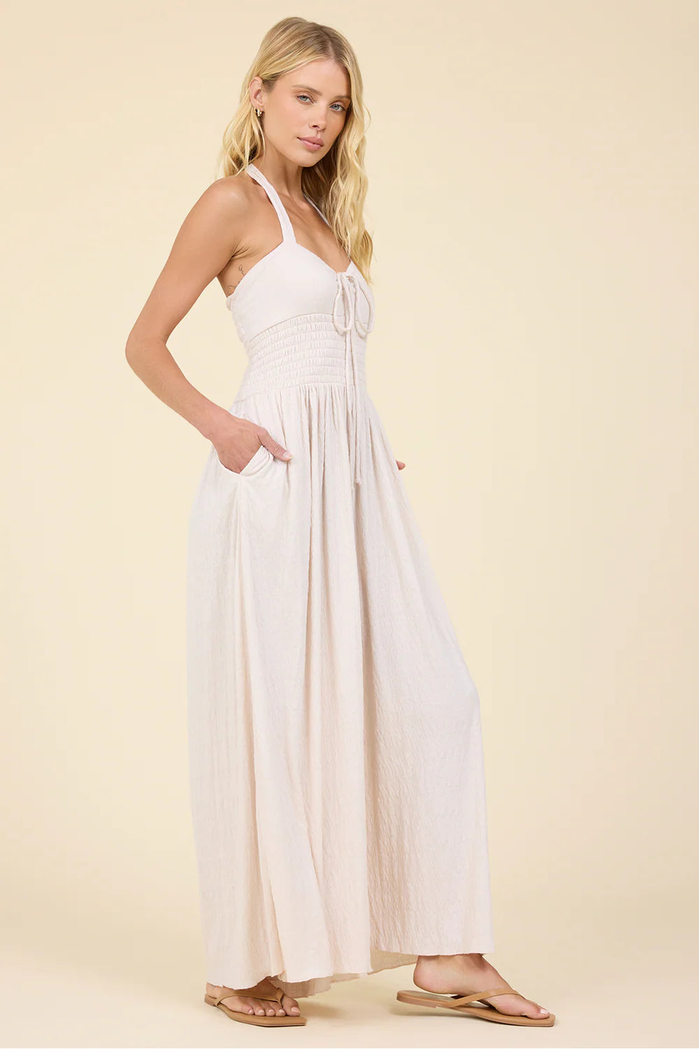 Jumpsuit - Surf Gypsy Island Ivory Crinkle Knit Jumpsuit