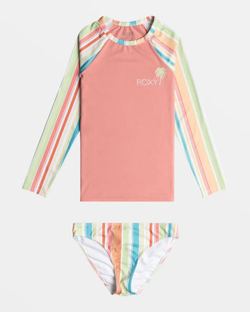 Girls Bathing Suit - Roxy Girl 6 - 16 Siesta Stripe RG Long Sleeve Lycra Set