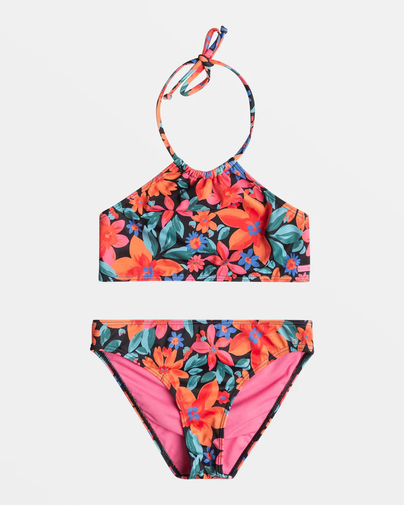 Girls Bathing Suit - Roxy Girl 7 - 16 Floral Fiesta Halter Bikini Set