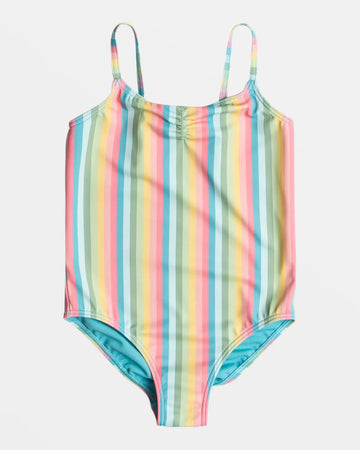 Girls Bathing Suit - Roxy Girls 4 - 7 Rainbow Stripe One Piece Swimsuit