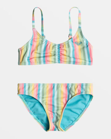 Girls Bathing Suit - Roxy Girls 2 - 7 Rainbow Stripe Bralette Bikini Set