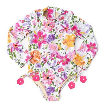 Girls Bathing Suit - Shade Critters Summer Gardens Girls Long Sleeve One piece 18m - 10