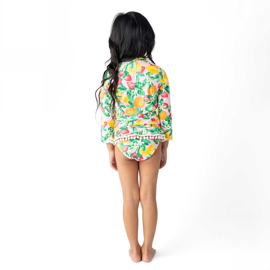 Girls Bathing Suit - Shade Critters Fruit Punch Girls Rashguard Swimsuit Set 3t-6t
