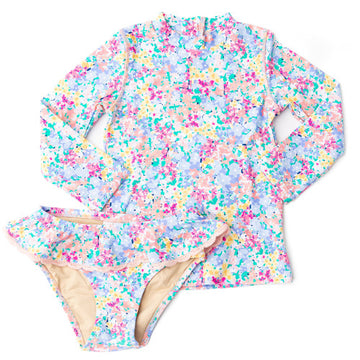 Girls Bathing Suit - Shade Critters Spring Blooms Girls Rashguard Swimsuit Set 4t-6