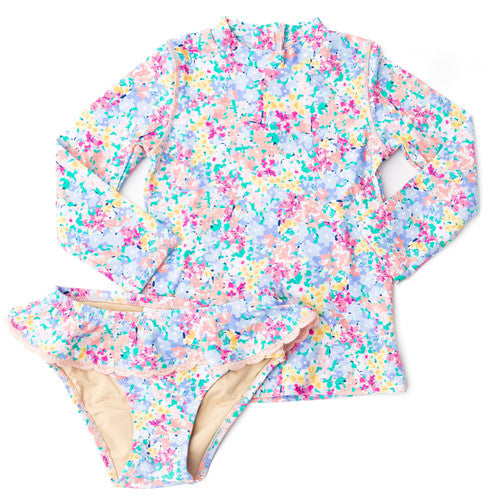 Girls Bathing Suit - Shade Critters Spring Blooms Girls Rashguard Swimsuit Set 4t-6