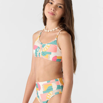 Girls Bathing Suit - O'Neill Girls Lisbon Geo Ruched Bralette Set