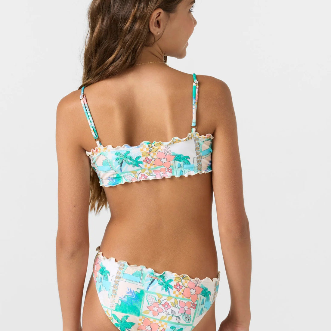 Girls Bathing Suit - O'Neill Girls Maritime Ruffle Edge Bandeau Top Set