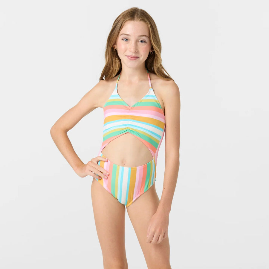 Girls Bathing Suit - O'Neill Girls Low Tide Cinched One Piece