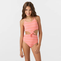 Girls Bathing Suit - O'Neill Girls Paradise Plaid Knot Front One Piece