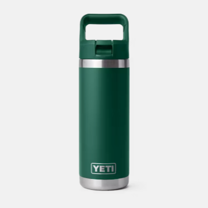 Water Bottle - 18oz Rambler Bottle with Color Matched Straw Cap