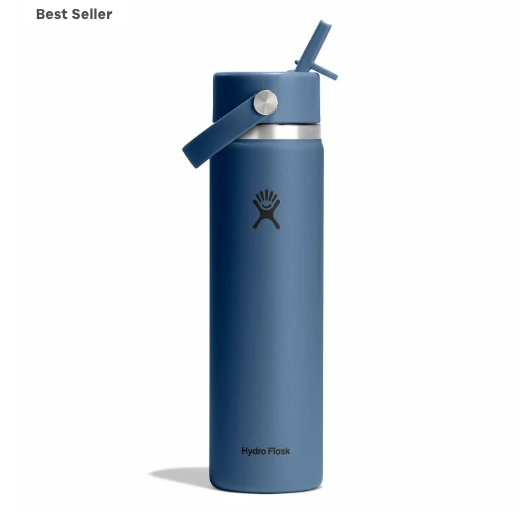 Wide Mouth Bottle - 24oz With Flex Straw Cap