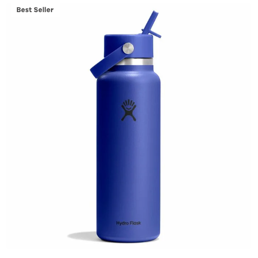 Wide Mouth Bottle - 40oz With Flex Straw Cap