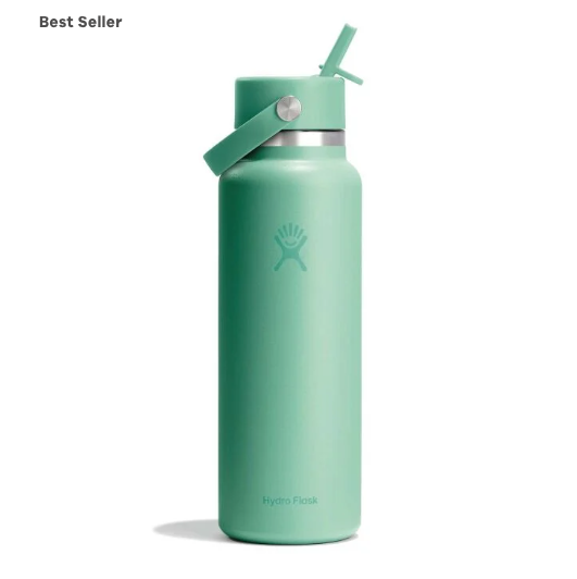 Wide Mouth Bottle - 40oz With Flex Straw Cap