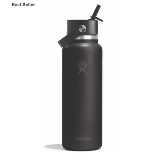 Wide Mouth Bottle - 40oz With Flex Straw Cap