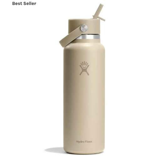 Wide Mouth Bottle - 40oz With Flex Straw Cap