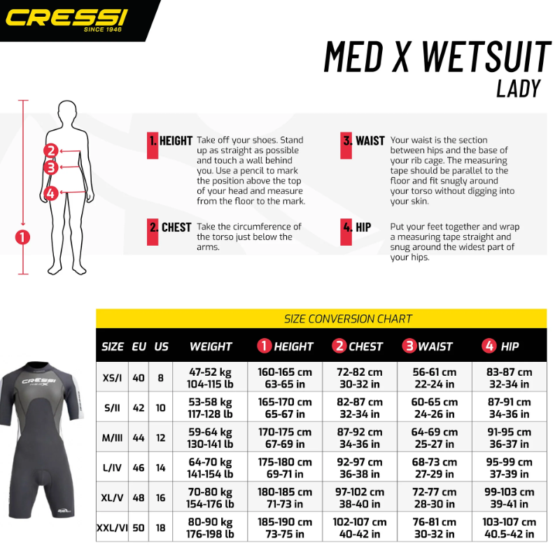 Wetsuit - Cressi Med X Shorty 2.5mm Ladies Wetsuit