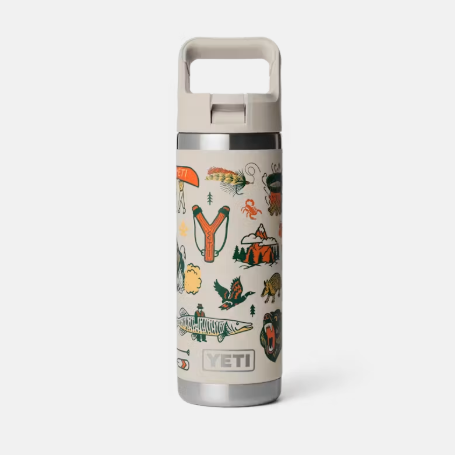 Water Bottle - 18oz Rambler Bottle with Color Matched Straw Cap