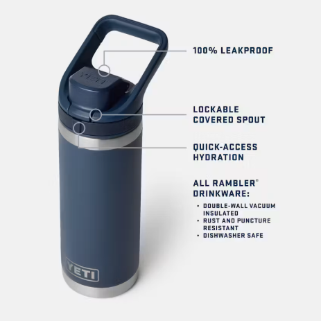 Water Bottle - 18oz Rambler Bottle with Flip Chug Cap