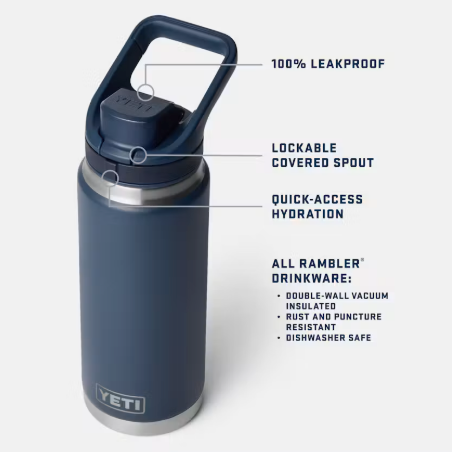 Water Bottle - 26oz Rambler Bottle with Flip Chug Cap