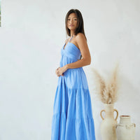 Dress - Blanco Tie Back Flowy Long Dress