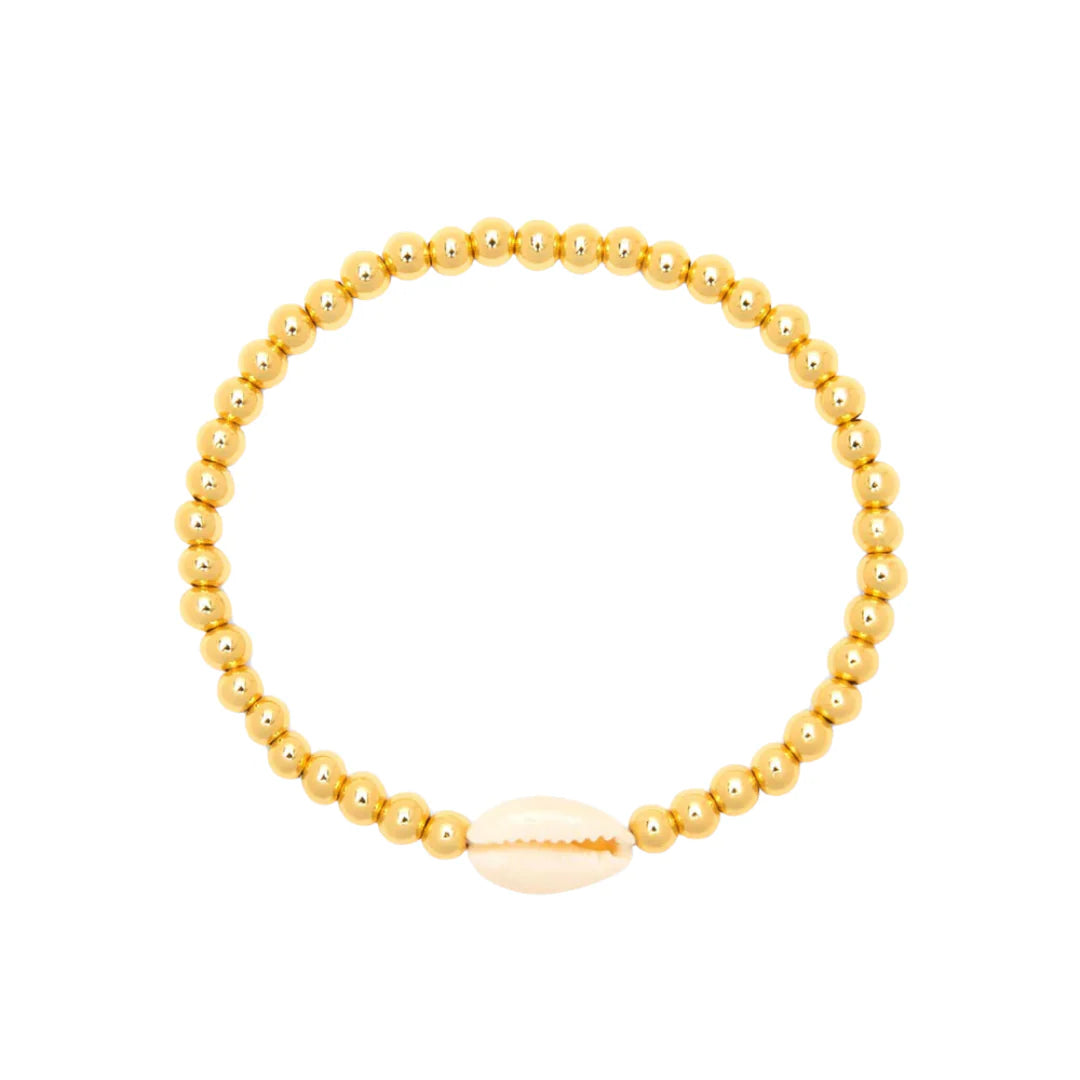 Bracelet - Pura Vida Gold  Cowrie Bead Stretch Bracelet