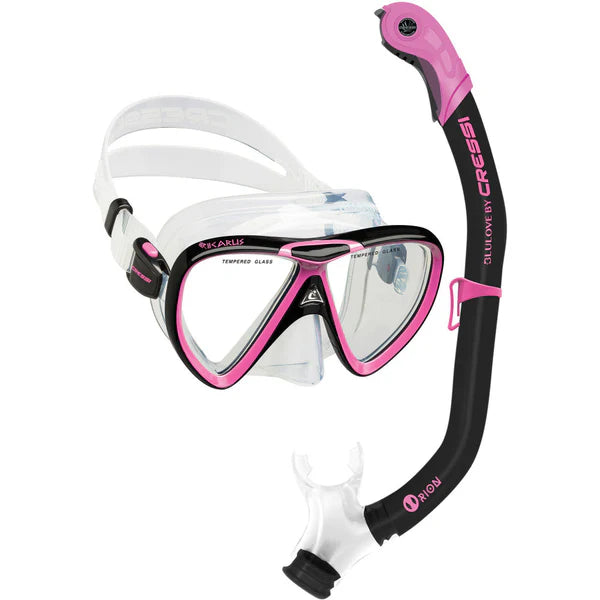Mask / Snorkel Set Adult - Cressi Ikarus Mask /  Orion Semi-Dry Snorkel Set