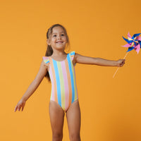 Girls Bathing Suit - Roxy Girls 2-7 Colors Of The Sun One Piece