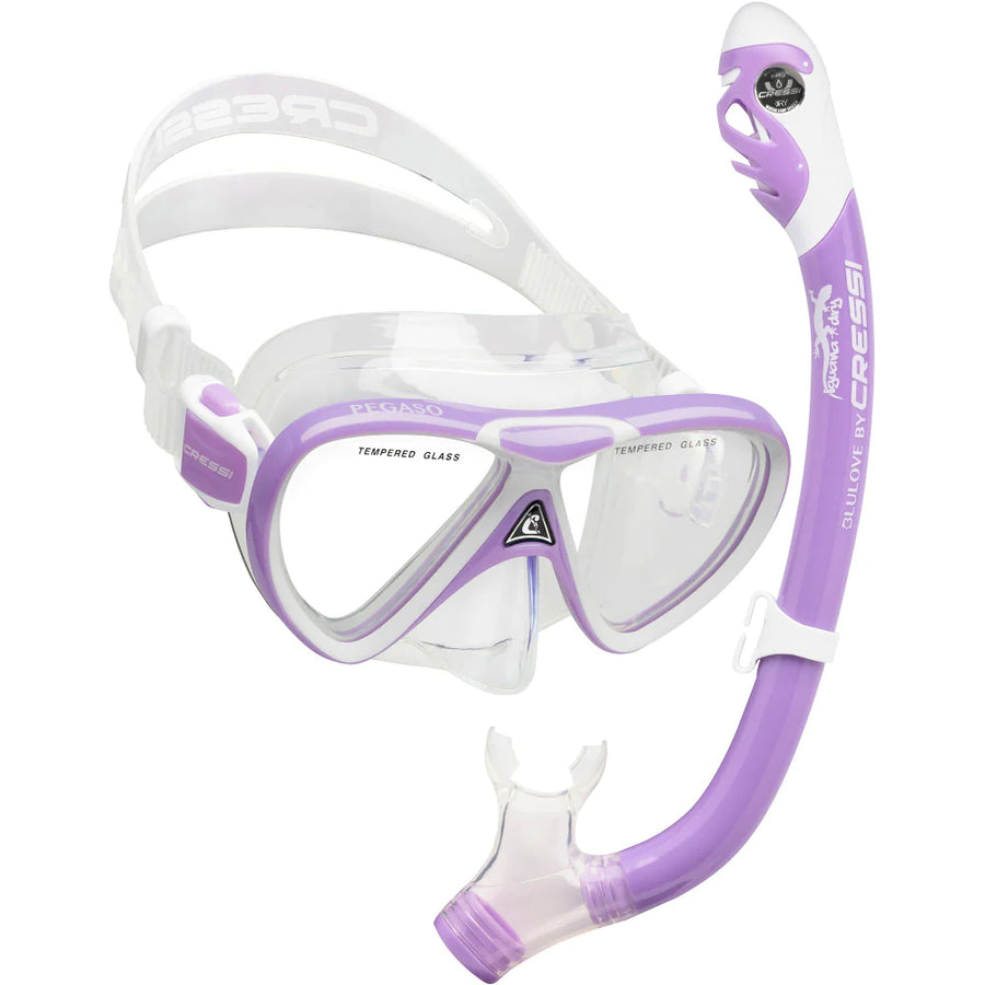 Mask / Snorkel Set Youth - Cressi Pegaso Mask /  Iguana Dry Snorkel Set