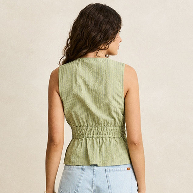 Top - Rhythm Vista Stripe Tie Front Top