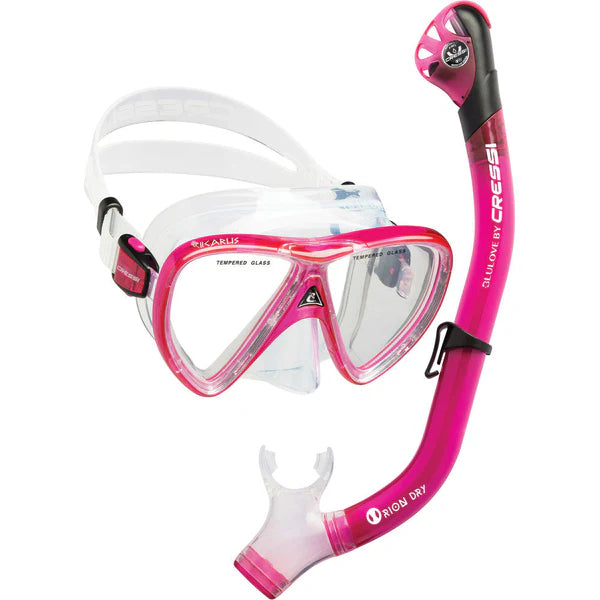 Mask / Snorkel Set Adult - Cressi Ikarus Mask /  Orion Dry Snorkel Set
