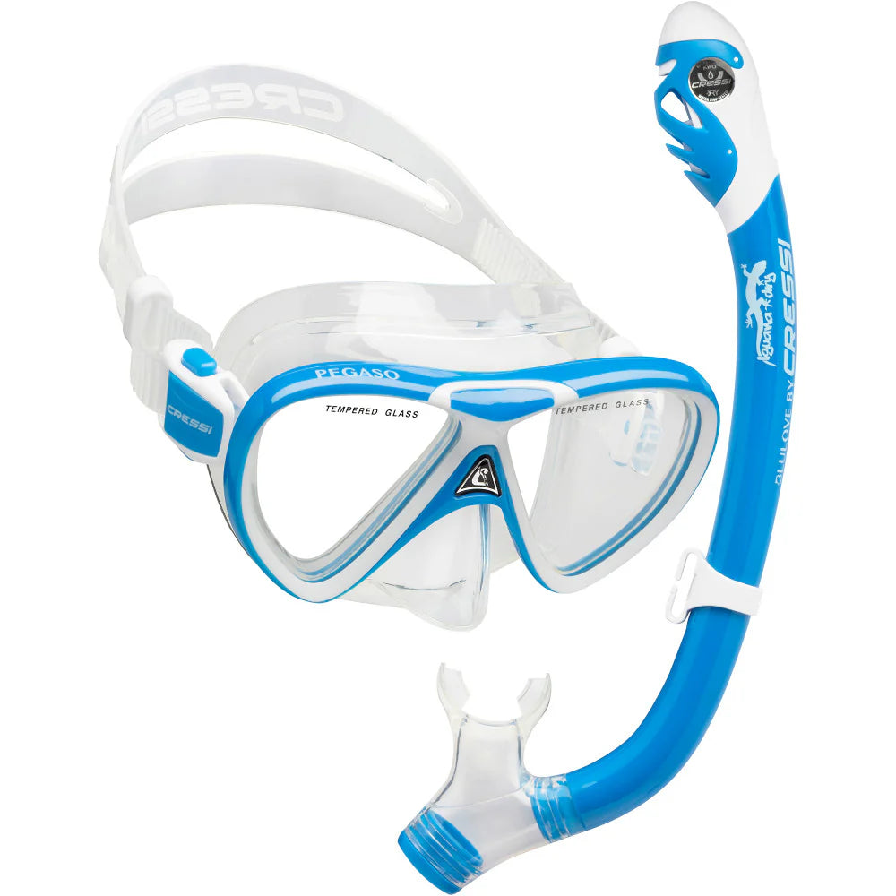 Mask / Snorkel Set Youth - Cressi Pegaso Mask /  Iguana Dry Snorkel Set