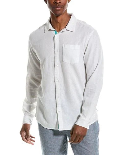 Woven Shirt  - Vintage Summer Linen Long Sleeve Button Down Shirt