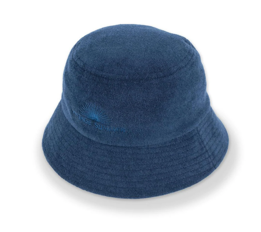 Hat - Vintage Summer Terry Cloth Bucket Hat