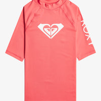 Girls Sun Shirt - Roxy Girls 7-16 Whole Hearted UPF 50 Short Sleeve Rashguard