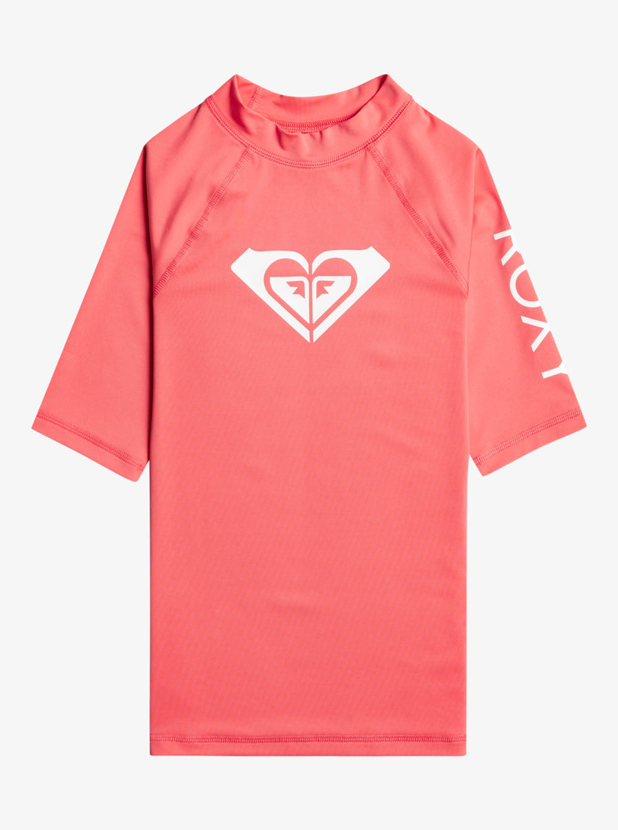 Girls Sun Shirt - Roxy Girls 7-16 Whole Hearted UPF 50 Short Sleeve Rashguard