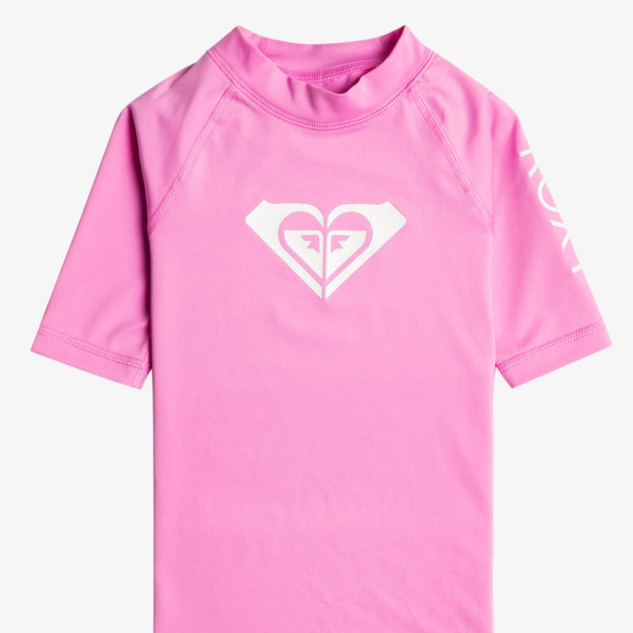 Girls Sun Shirt - Roxy Girls 2-7 Whole Hearted UPF 50 Short Sleeve Rashguard